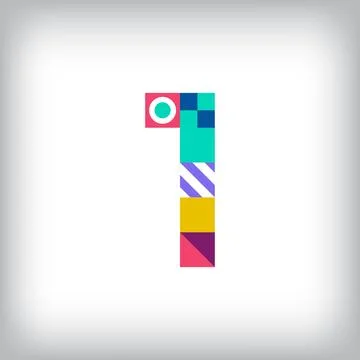 Creative number 1 logo with geometric shapes. Stock Illustration