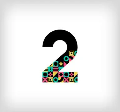 Creative number 2 logo with geometric shapes. Stock Illustration
