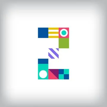 Creative number 2 logo with geometric shapes. Stock Illustration