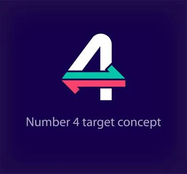 Creative number 4 arrow logo design. Stock Illustration