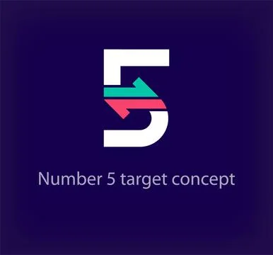 Creative number 5 arrow logo design. Stock Illustration