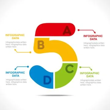 Creative number  5  info-graphics design concept vector Stockillustratie