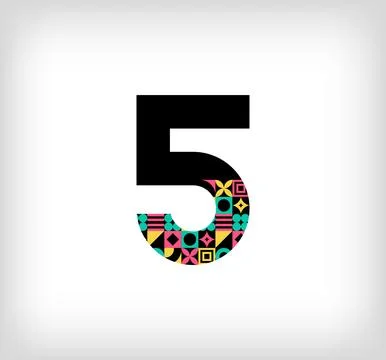 Creative number 5 logo with geometric shapes. Stock Illustration