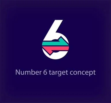 Creative number 6 arrow logo design. Stock Illustration