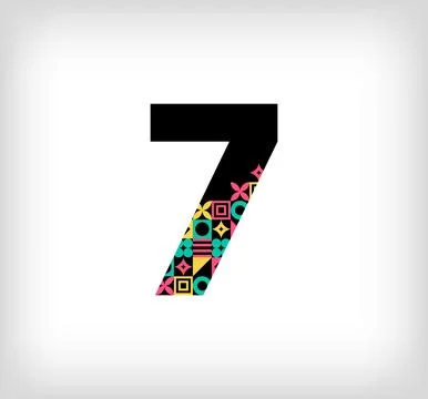 Creative number 7 logo with geometric shapes. Stock Illustration