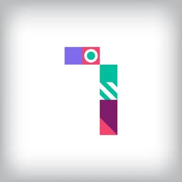 Creative number 7 logo with geometric shapes. Stock Illustration