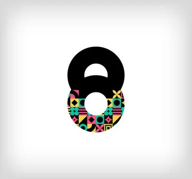 Creative number 8 logo with geometric shapes. Stock Illustration