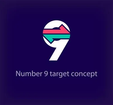 Creative number 9 arrow logo design. Stock Illustration