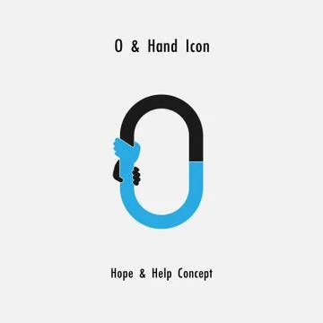 Creative O- alphabet icon abstract and hands icon design vector template.Busi Stock Illustration