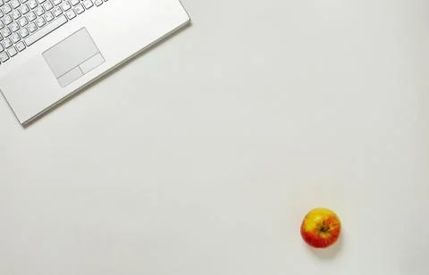 Creative Office Bright Table with laptop Stock Photos
