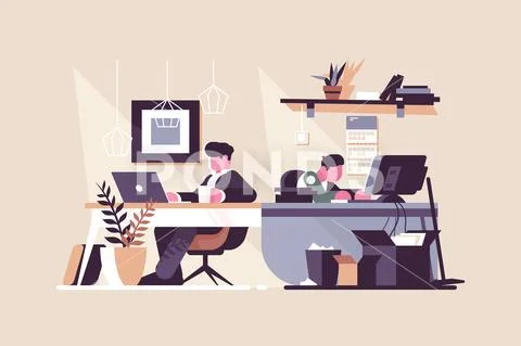 Creative office co-working center Stock Illustration