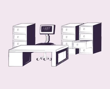 Creative office design vector ilustration Stockillustratie