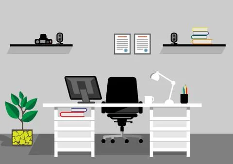 Creative office desktop workspace. Vector mock up Stock Illustration