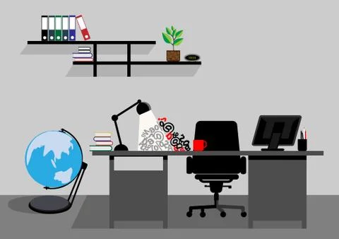 Creative office desktop workspace. Vector mock up Stock Illustration
