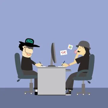 Creative office room interior workspace Stock Illustration