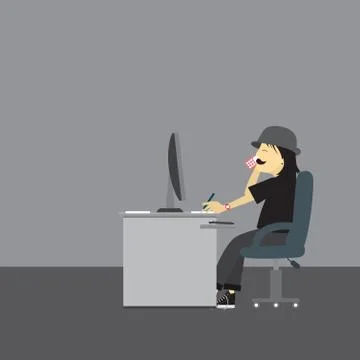 Creative office room interior workspace Stock Illustration