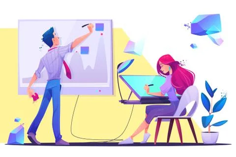 Creative office work or coworking job occupation Stock Illustration