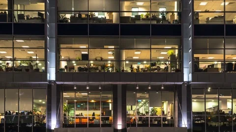 Creative office workers during operation and at the end of working day, time  Stock Footage 81281760