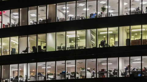 Creative office workers during operation and at the end of working day, time  Stock Footage 102188563