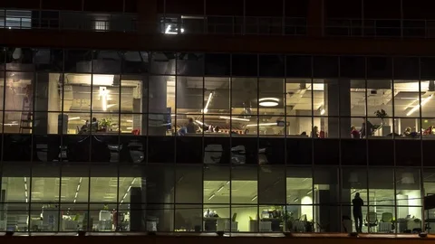 Creative office workers in the end of working day time lapse Stock Footage 69723565