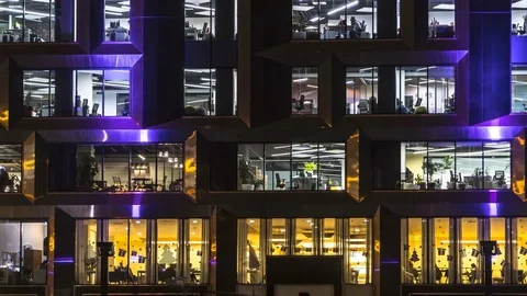 Creative office workers in the end of working day time lapse Stock Footage 84834067