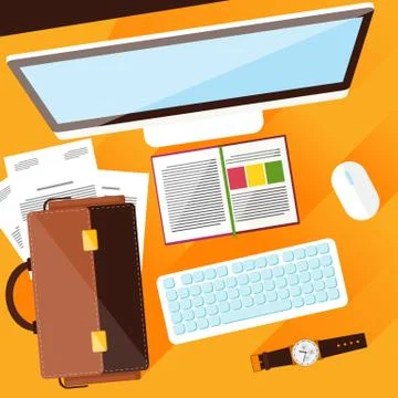 Creative office workplace Illustrazione stock