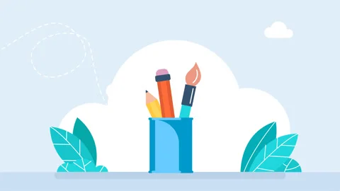 Creative office workspace concept, school education, artist studio toolkit Stock Footage 340522988