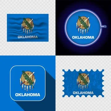 Creative the Oklahoma Flag Icon Set Collection. Stock Illustration