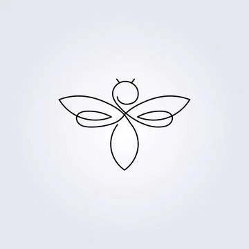 Creative one line continuous bee hornet icon symbol sticker logo vector illus Stock Illustration