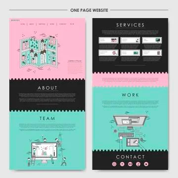 Creative one page website design template Stock Illustration