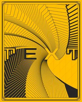 Creative Optical Illusion Text Typography Poster Yellow Black Depth Design Stock Illustration