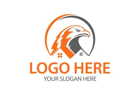 Creative orange eagle house real estate logo design	 Stock Illustration