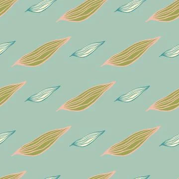Creative organic line leaves pattern on light blue background. . Illustrazione stock