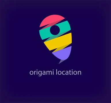 Creative origami location logo. Stock Illustration