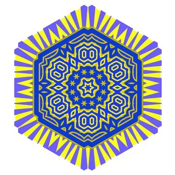 Creative Ornamental Blue Yellow Pattern. Creative Ornamental Blue Yellow P... Foto stock