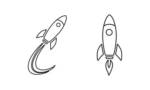 Creative outline rockets showcasing different flight angles . Illustrazione stock