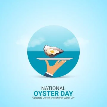 Creative oyster ads design. Creative national oyster day, August 5, vector,.. Stock Illustration