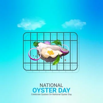Creative oyster ads design. Creative national oyster day, August 5, vector,.. Stock Illustration