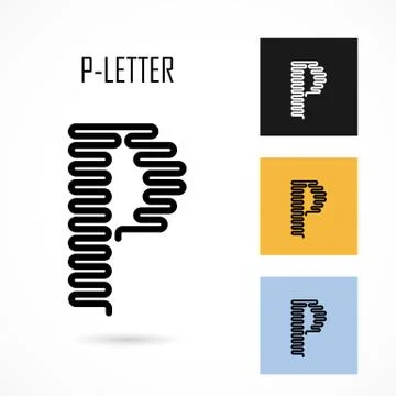 Creative P- letter icon abstract logo design vector template.Creative P- alph Stock Illustration