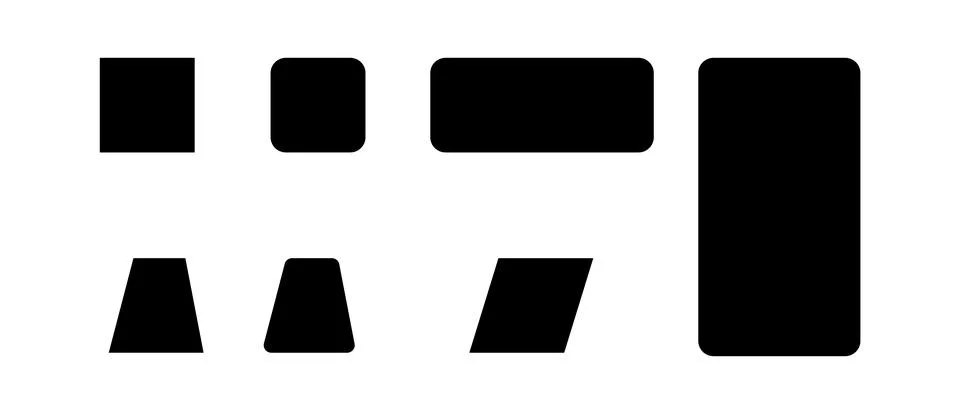 Creative pack of 8 distinctive rectangle shapes for minimal abstract artwor.. Stock Illustration