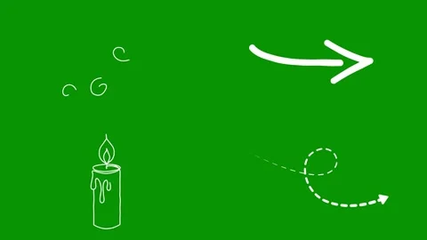 Creative pack of white doodle animations isolated upon green screen Stock-Footage 346825252