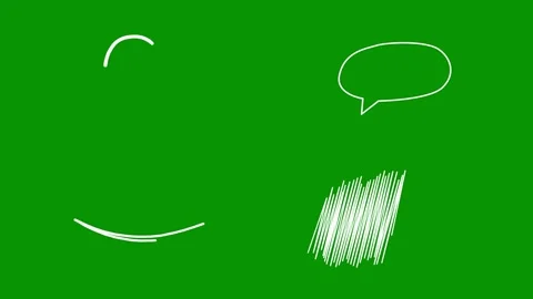 Creative pack of white doodle elements on green screen showcasing Video stock 346825284