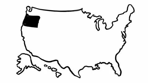 Creative package featuring the outline of the state of Oregon on a map of the Stock Footage 274087661