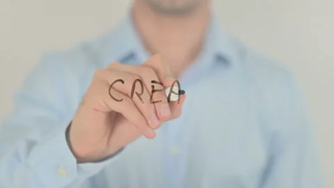 Creative Package, Man Writing on Transparent Screen Stock Footage 157320102