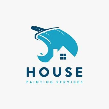 Creative Paint brush and negative space house property logo, house painting Stock Illustration