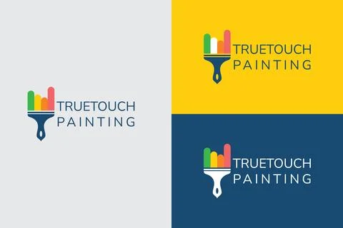 Creative Paint Brush Logo Design for Painting Business Branding and Marketing Stock Illustration