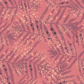 Creative palm leaf seamless pattern. Exotic tropical fern leaves endless back Stock Illustration