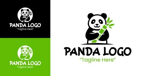 Creative Panda Logo with Bamboo Elements for Environmental Impact イラスト素材