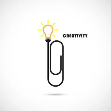 Creative paper clip and light bulb logo design.Concept of ideas inspiration, Stock Illustration