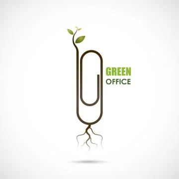 Creative paper clip logo design. Save the World and Go Green Concept.Green of Stock Illustration